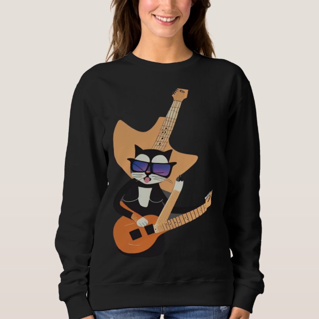 Moletom Be a Cat That is Cool Playing Guitar Abstract (Frente)