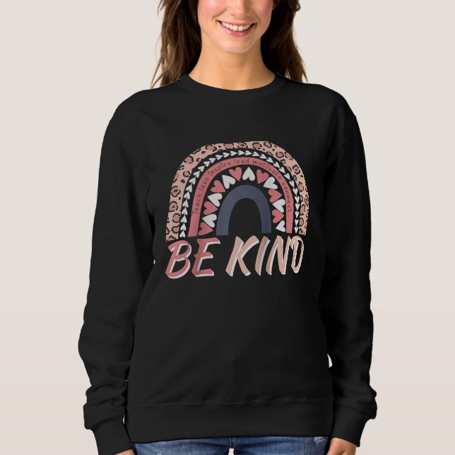 Moletom Be Kind Leopard Rainbow Motivational Quote Teacher (Frente)