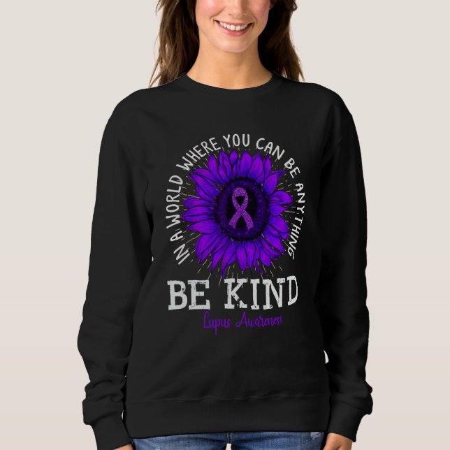 Moletom Be Kind Purple Ribbon Sunflower Lupus Awareness (Frente)