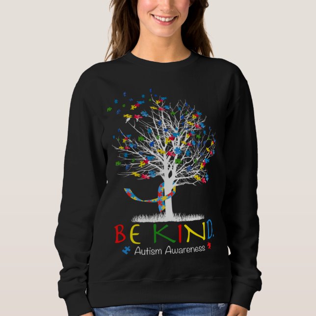 Moletom Be Kind Puzzle Tree Autism Awareness Month Kids Me (Frente)