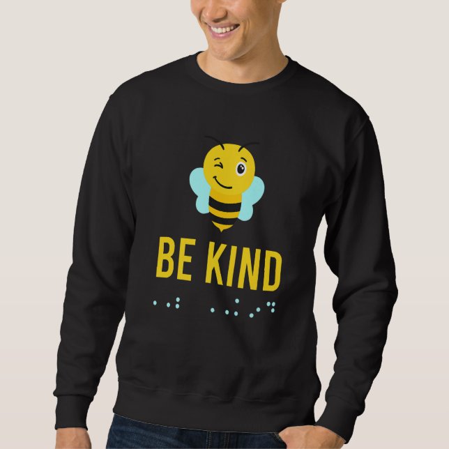 Moletom Be Kind Sign Braille Language Bee Smile Graphic Ye (Frente)