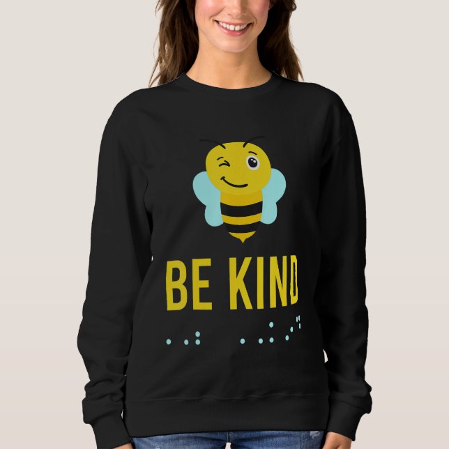 Moletom Be Kind Sign Braille Language Bee Smile Graphic Ye (Frente)