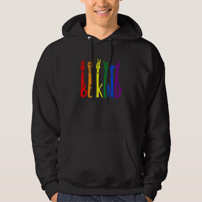 Moletom Be Kind Sign Language Hand Talking LGBT Gay Les Pr (Frente)
