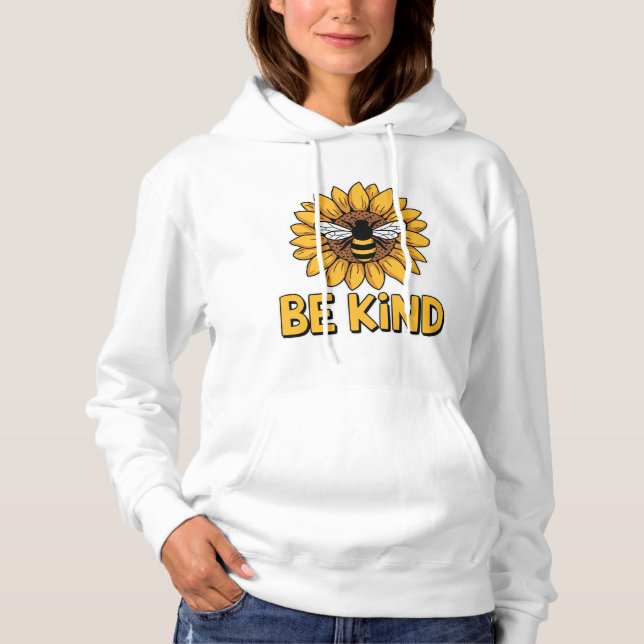 Moletom Be Kind Sunflower Bee Design Positive Kindness  (Frente)