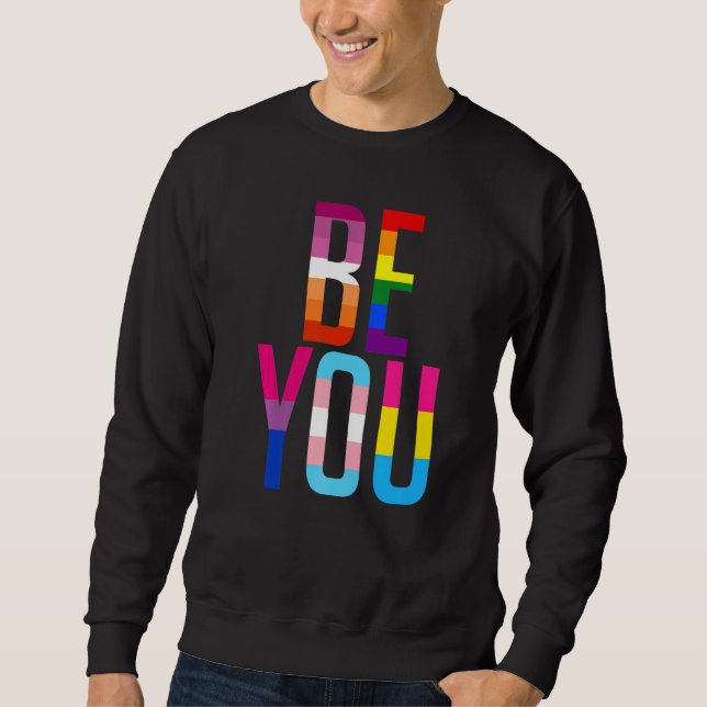 Moletom Be You Pride LGBTQ Gay LGBT Ally Rainbow Flag Retr (Frente)