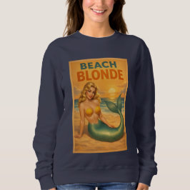 Moletom Beach Blonde Pin-Up Mermaid Art Retro Coastal Life