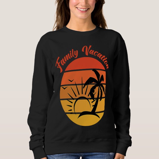 Moletom Beach Family Vacation Palms Sunset Holiday Matchin (Frente)