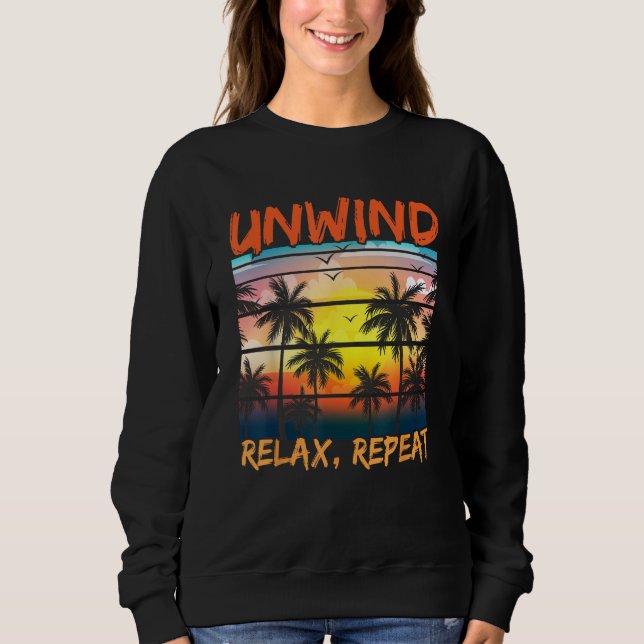 Moletom Beach Paradise Unwind Relax Repeat Sunset Hawaiian (Frente)
