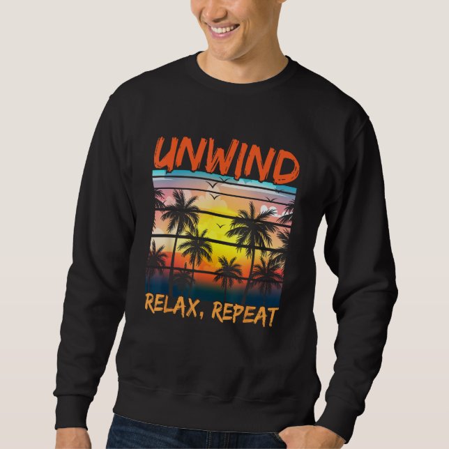 Moletom Beach Paradise Unwind Relax Repeat Sunset Hawaiian (Frente)
