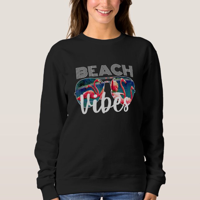 Moletom Beach Vibes Sunglass Flamingos Vintage Summer 70 (Frente)