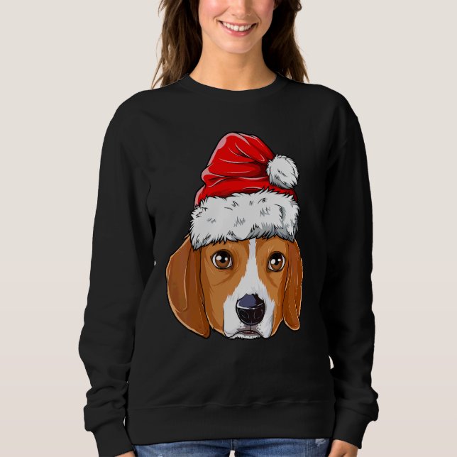 Moletom Beagle Christmas Dog Santa Hat Xmas Boys Rapariga (Frente)