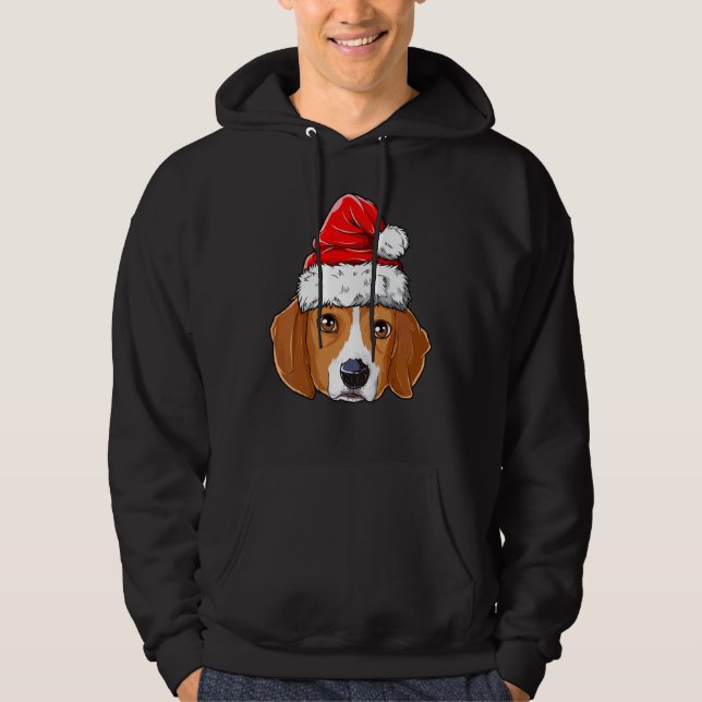 Moletom Beagle Christmas Dog Santa Hat Xmas Boys Rapariga (Frente)