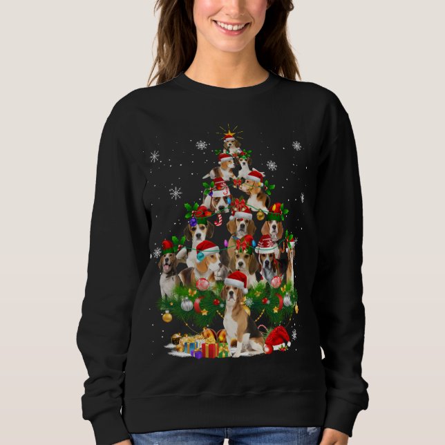 Moletom Beagle Christmas Tree Luz Engraçada Cachorro Xmas  (Frente)
