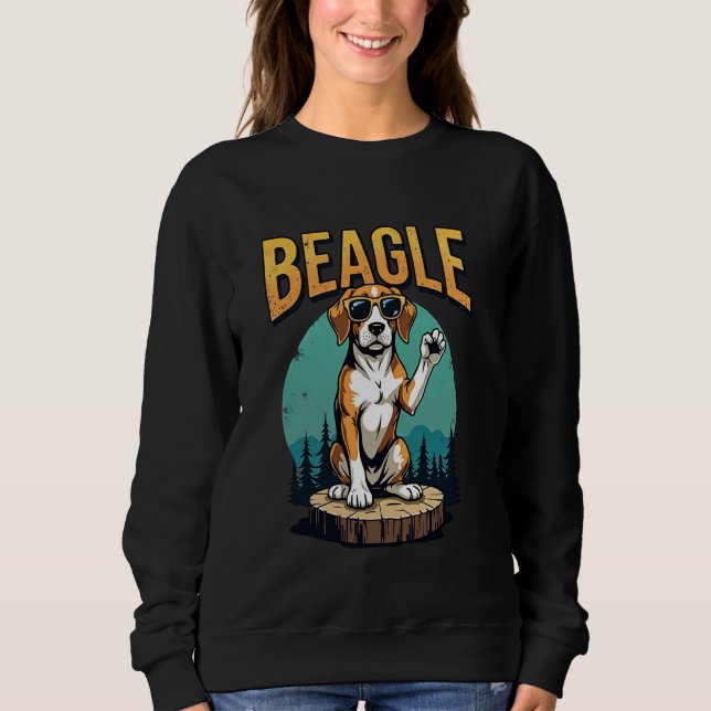 Moletom Beagle Confiante no Espetáculo de Árvore com Estil (Frente)