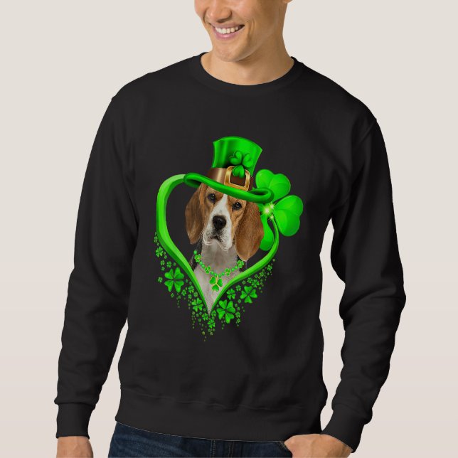 Moletom Beagle Dog St Patricks Day Lover Irish Shamrock (Frente)