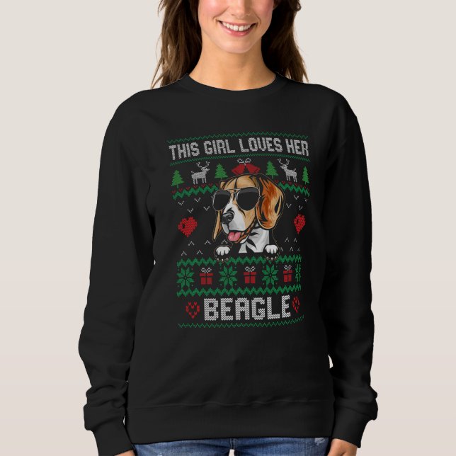 Moletom Beagle Girl Cool Ugly Christmas for Dog Mom Premiu (Frente)