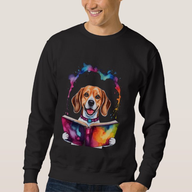 Moletom Beagle Lading Book Dog Engraçado Impressão Gra (Frente)