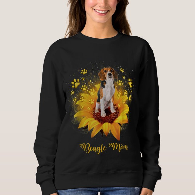 Moletom Beagle Mãe Girassol Com Dia de as mães De Cães (Frente)