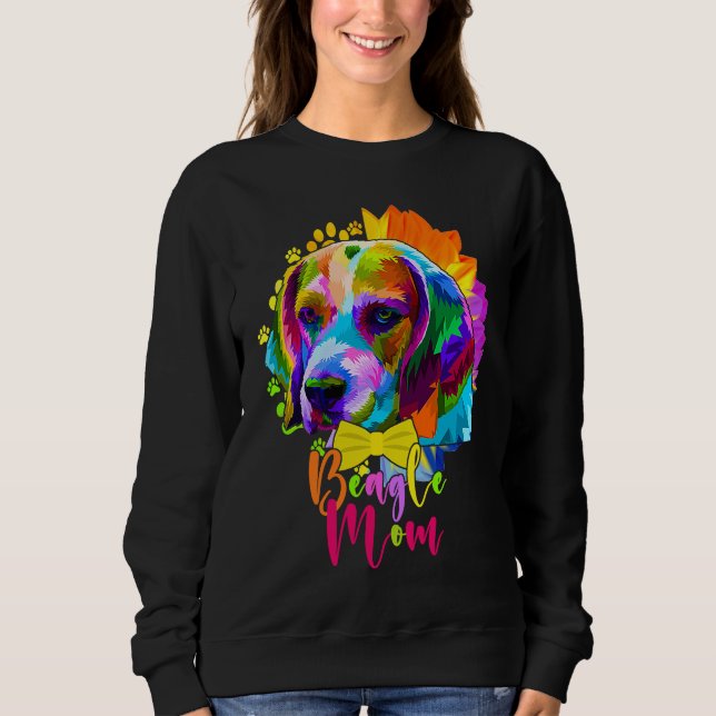 Moletom Beagle Mom Cute Colourful Dog Sunflower  Mother's  (Frente)