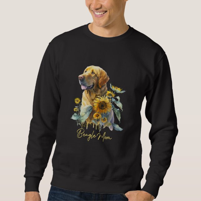 Moletom Beagle Mom Sunflower With Dog Paw Mother s Day (Frente)