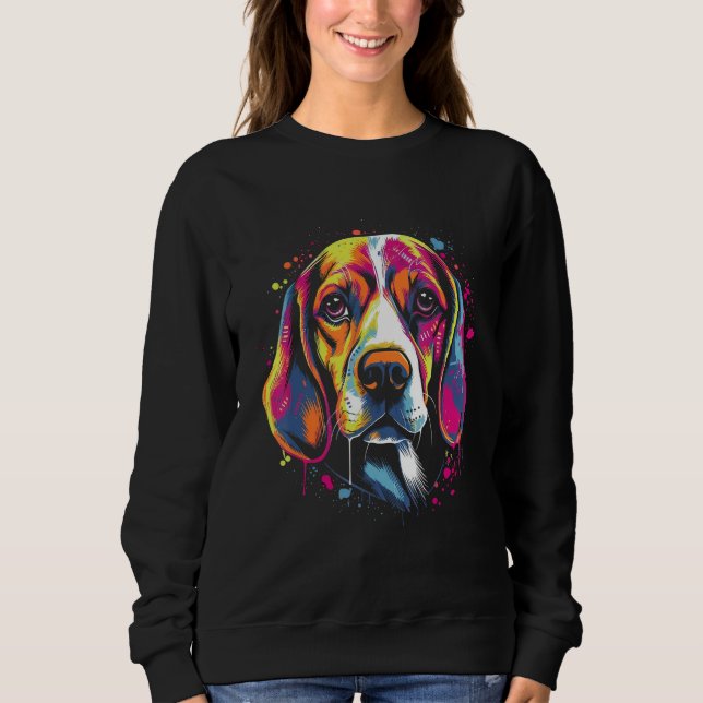 Moletom Beagle Retro Rainbow Splashes Design (Frente)