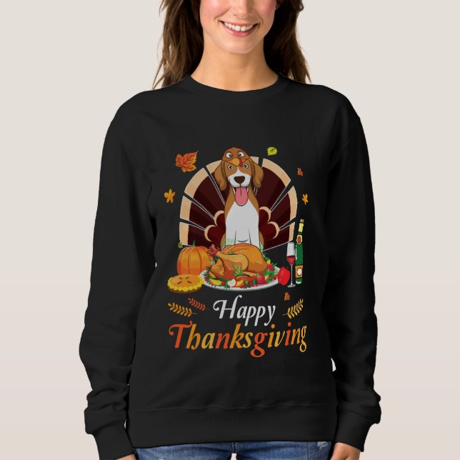 Moletom Beagle Turkey Costume Wine Pie Pumpkin Happy Obrig (Frente)