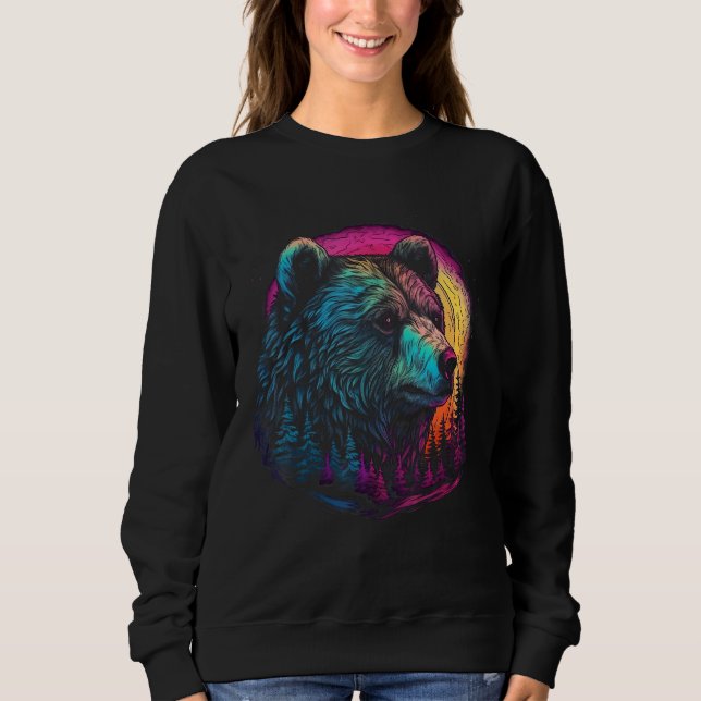 Moletom Bear Pink sunset Wild animal (Frente)