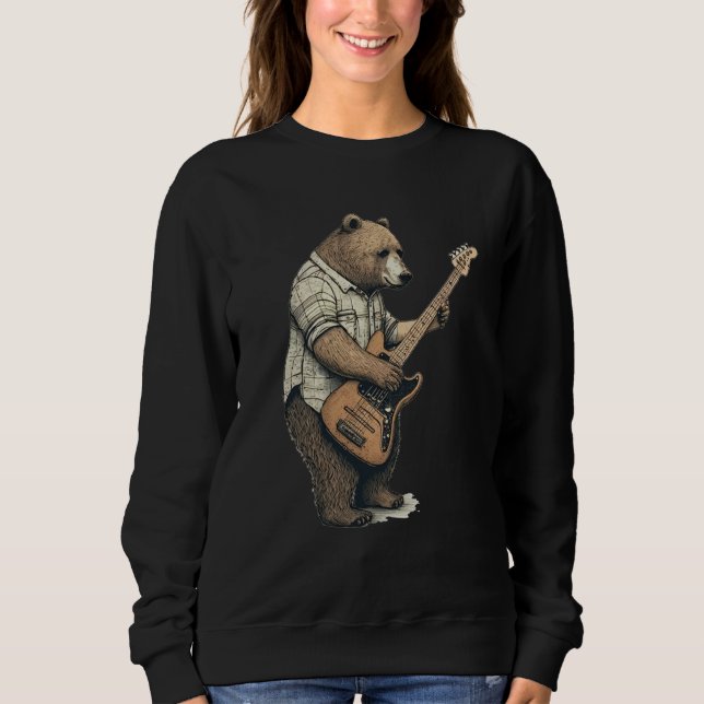 Moletom BEAR PLAYING GUITAR Guitarist Bear Electric Bass G (Frente)