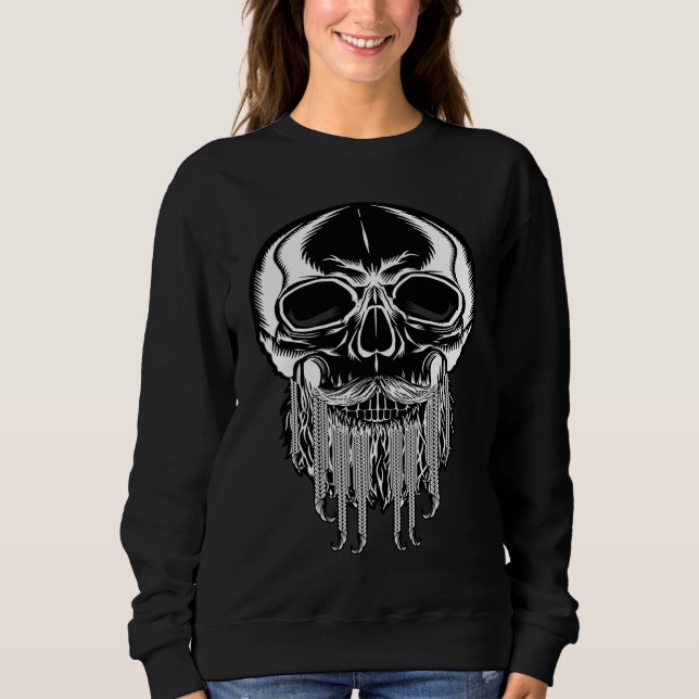 Moletom Bearded Skull  Skeleton Beard  Viking  Pirate  1 (Frente)