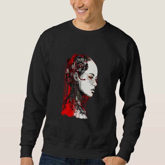 Moletom Beautiful Cyborg Gothic Woman Trash Polka Art (Frente)