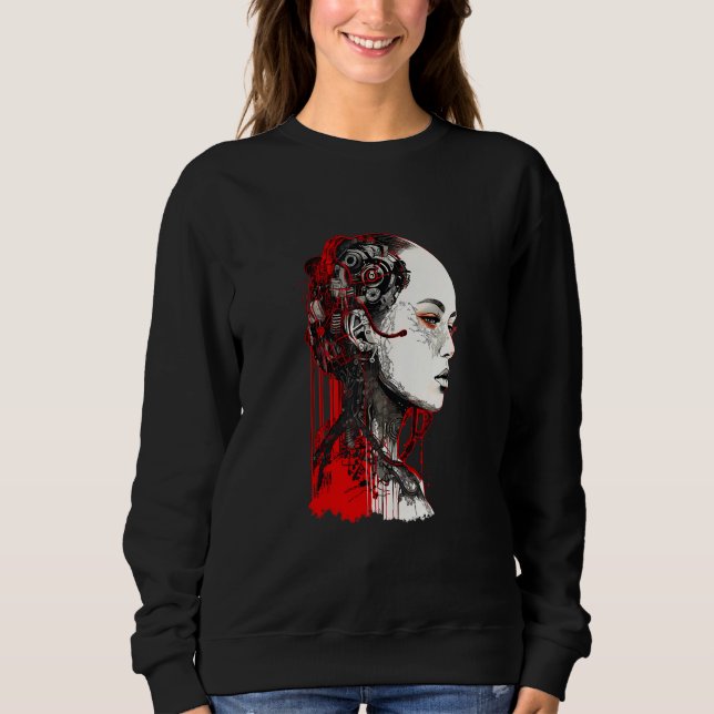 Moletom Beautiful Cyborg Gothic Woman Trash Polka Art (Frente)