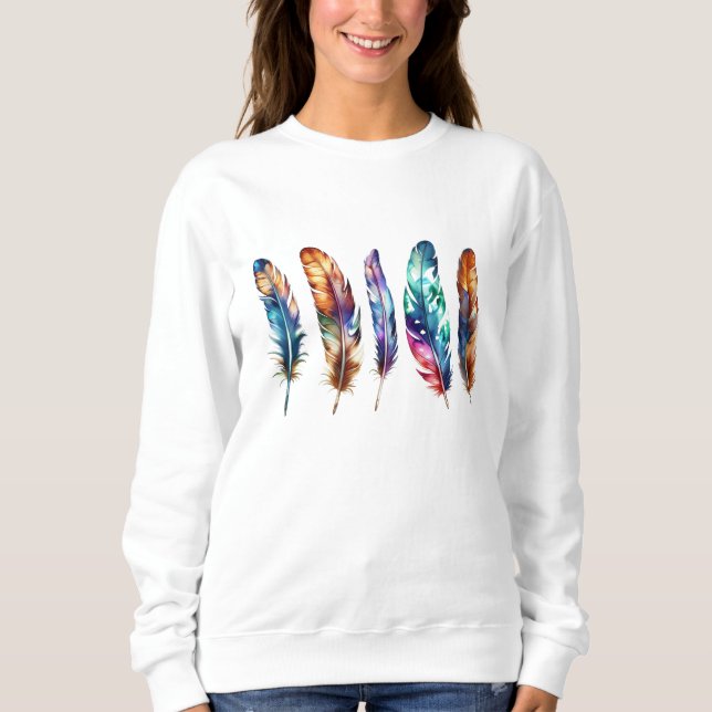 Moletom Beautiful Multicolor Boho Feathers - Graphic Art (Frente)