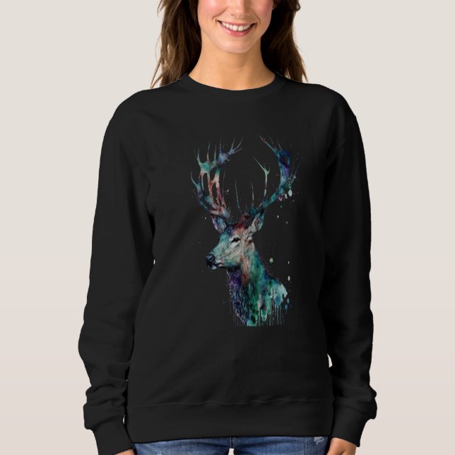 Moletom Beautiful Watercolor Deer Portrait (Frente)