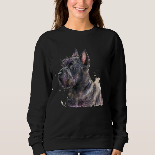 Moletom Beautiful Watercolor Scottish Terrier Portrait (Frente)