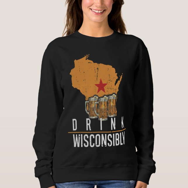 Moletom Beba com Sabedoria Wisconsin Wi Bebendo Álcool Be (Frente)