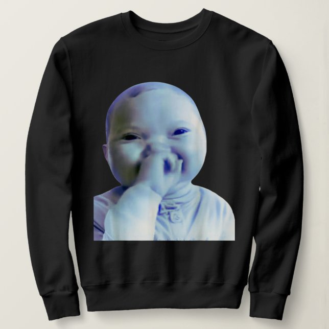 Moletom Bebê de IA Segurando Meme de Riso Tendência Viral  (Frente do Design)