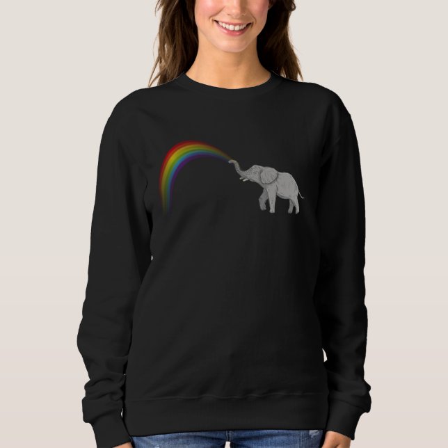 Moletom Bebê Elefante Fofo Pulverizando Arco-íris Animal E (Frente)