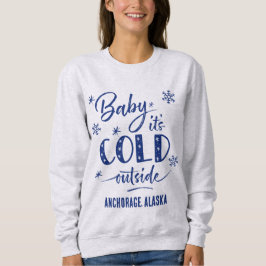 Moletom Bebê personalizado azul é frio fora do feriado