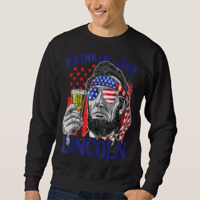 Moletom Bebendo Como Lincoln 4 De Julho Homens Abraham Mer (Frente)