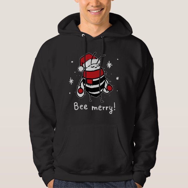 Moletom Bee Feliz Natal - abelha veste santa hat Xmas Gif (Frente)