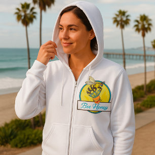 Moletom Bee Honey Yellow Insect Womens Cheio-Zip