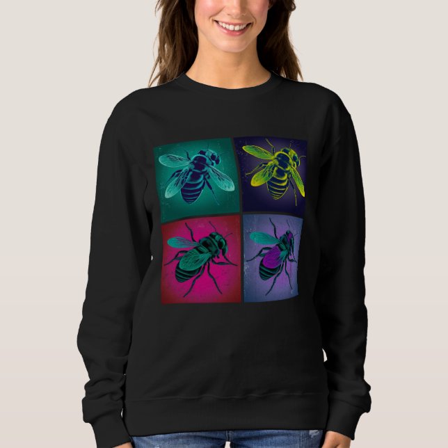 Moletom Bee Insect Pop Illustration Colorful Animal Women  (Frente)