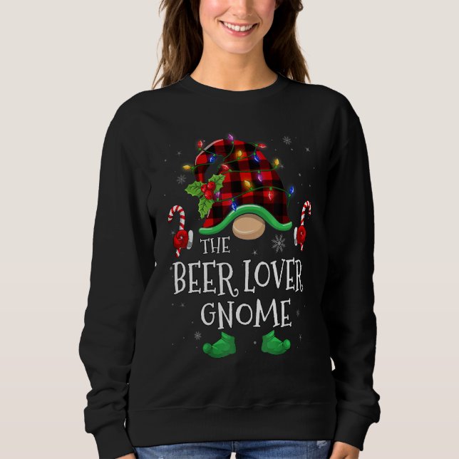 Moletom Beer  Gnome Buffalo Plaid Matching Family Christma (Frente)