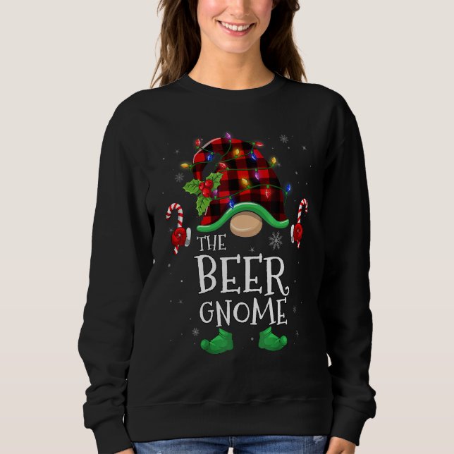 Moletom Beer Gnome Buffalo Plaid Matching Family Christmas (Frente)