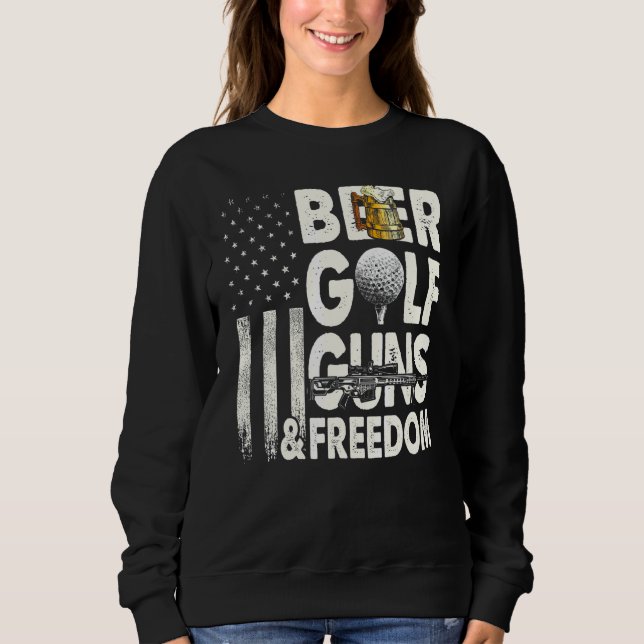 Moletom Beer Golf Guns E Freedom American Flag Bebendo (Frente)