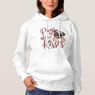 Moletom beijo de cão .Pugs & Kisses Watercolor Tee