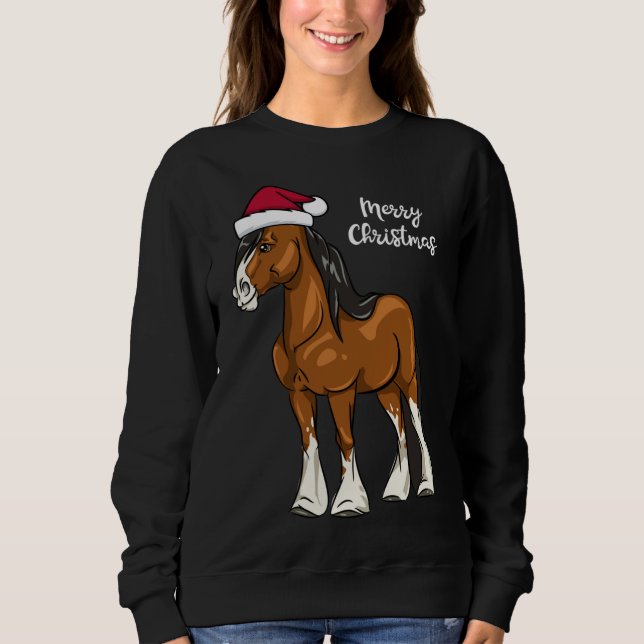 Moletom Bela Cartoon Clydesdale Draft Horse Natal (Frente)