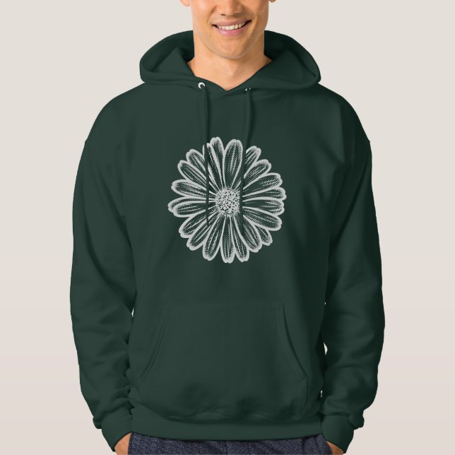 Moletom Bela Flor de Margarida, Ilustração em Meios-Tons (Frente)