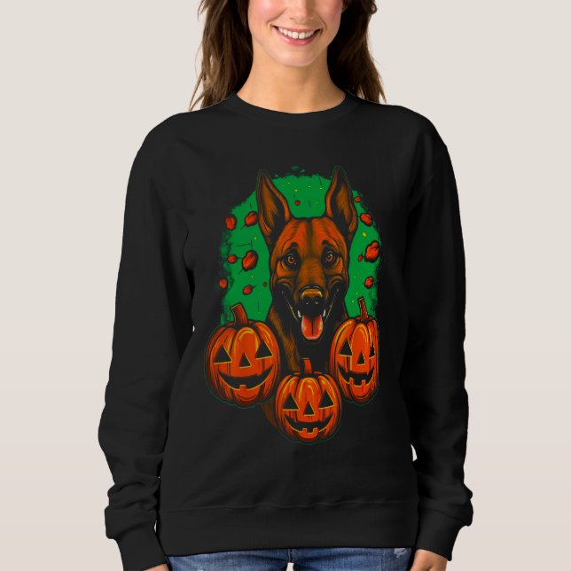 Moletom Belgian Malinois Dog Halloween Pumpkin (Frente)