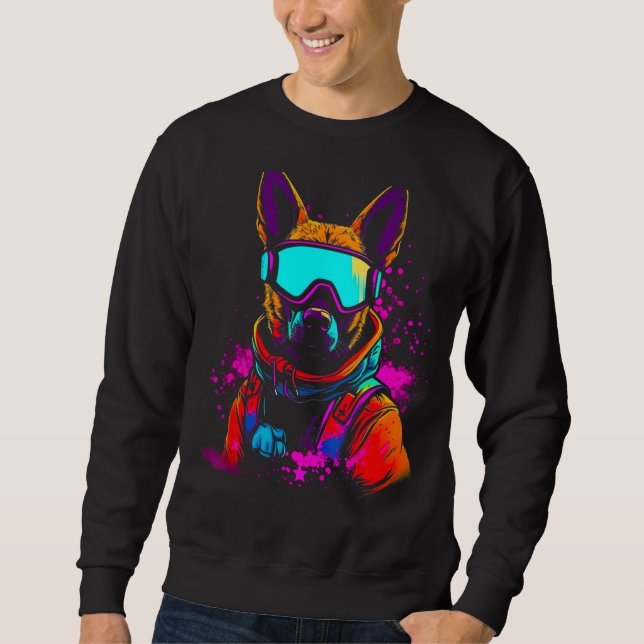 Moletom Belgian Malinois Dog Winter Snowboard (Frente)